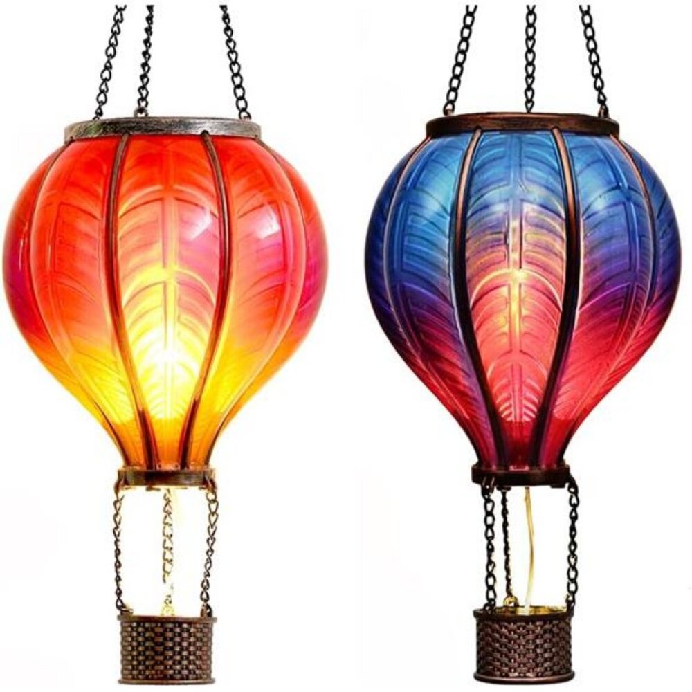 2 Pack Hanging Solar Lantern Outdoor Garden Decor for Halloween Christmas Party